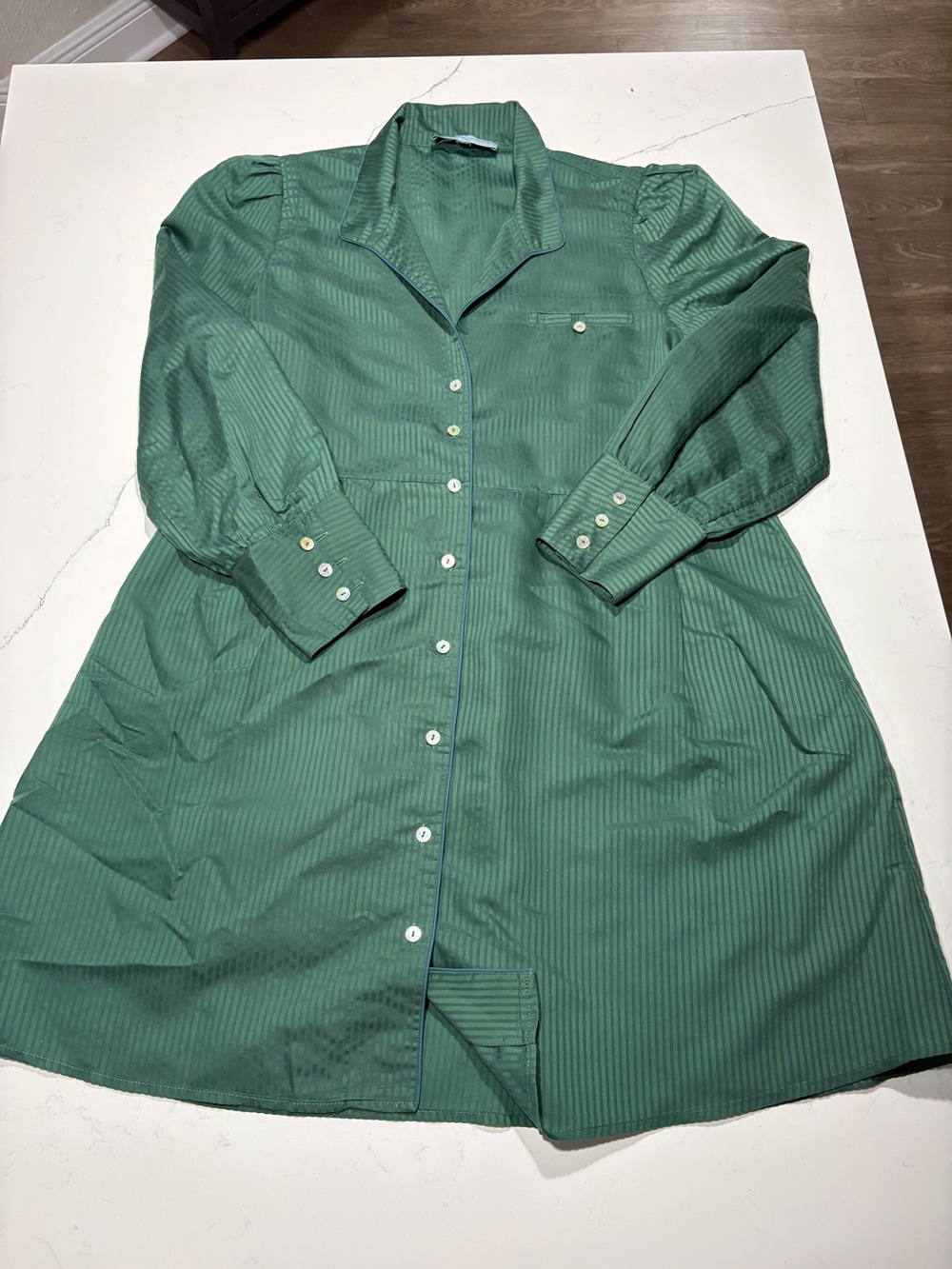 Tuckernuck Florence Green Striped Shirt Dress Womenβs Sz Medium